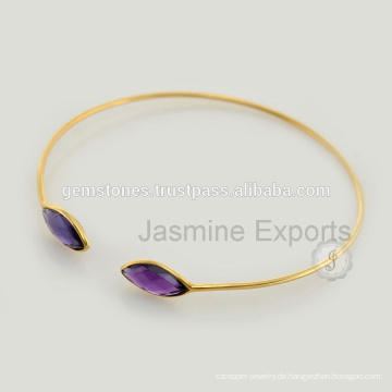 Schöne Amethyst Gold Vermeil Edelstein Lovely Charme Armreif für Frauen